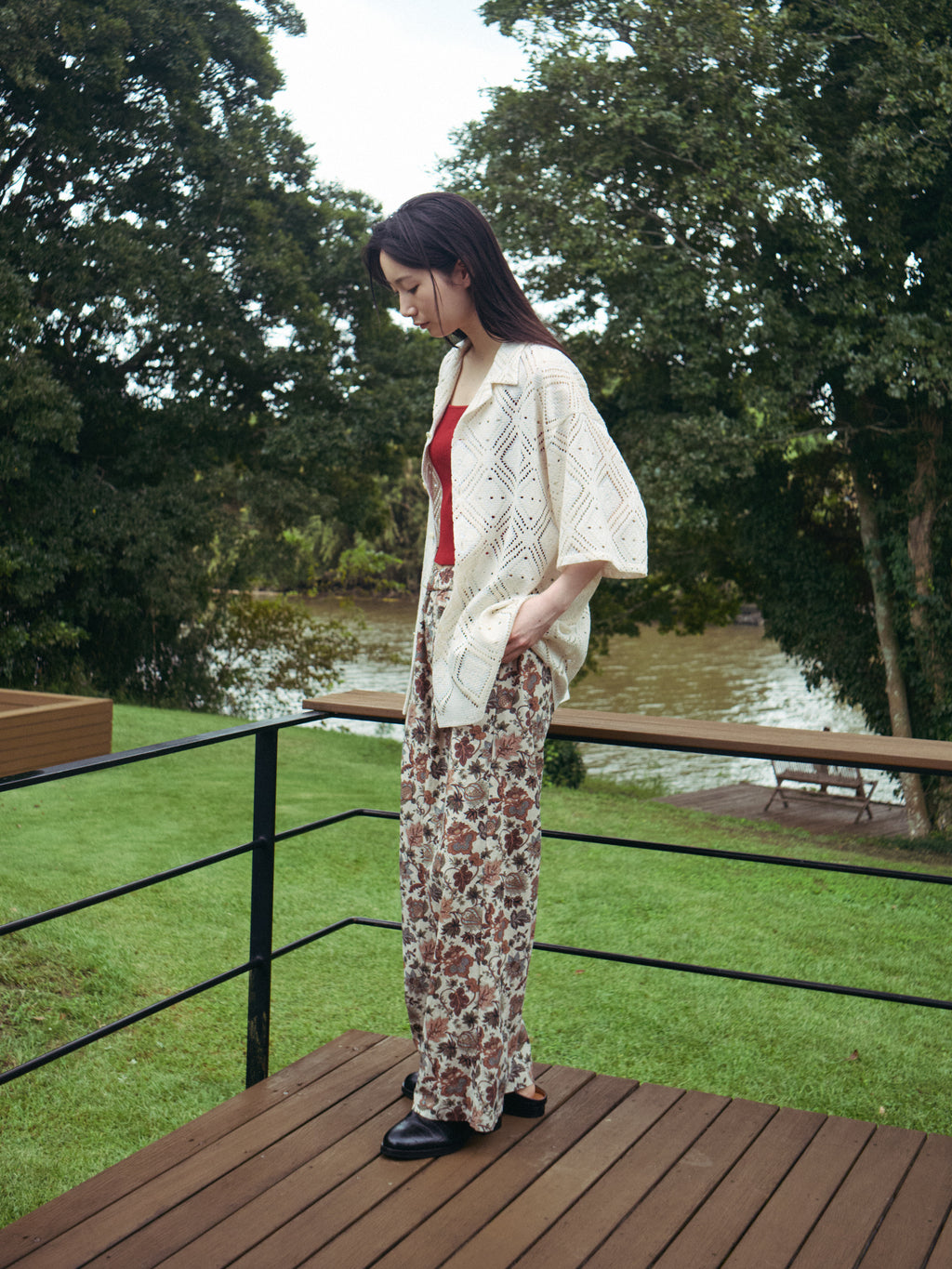 superNova. Aloha shirt - Diamond raschel lace/ Natural