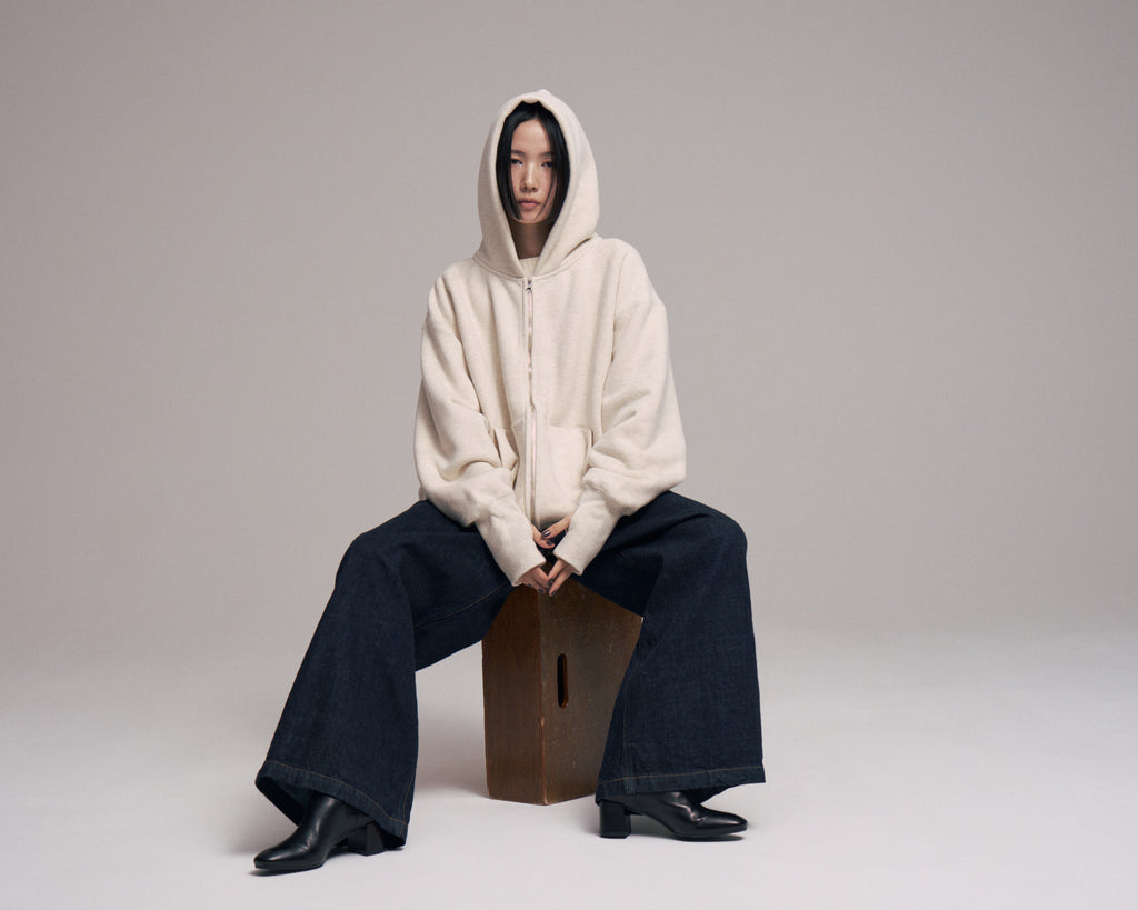 superNova. Oversized Jacquard Sweat Zip Hoodie / Oatmeal