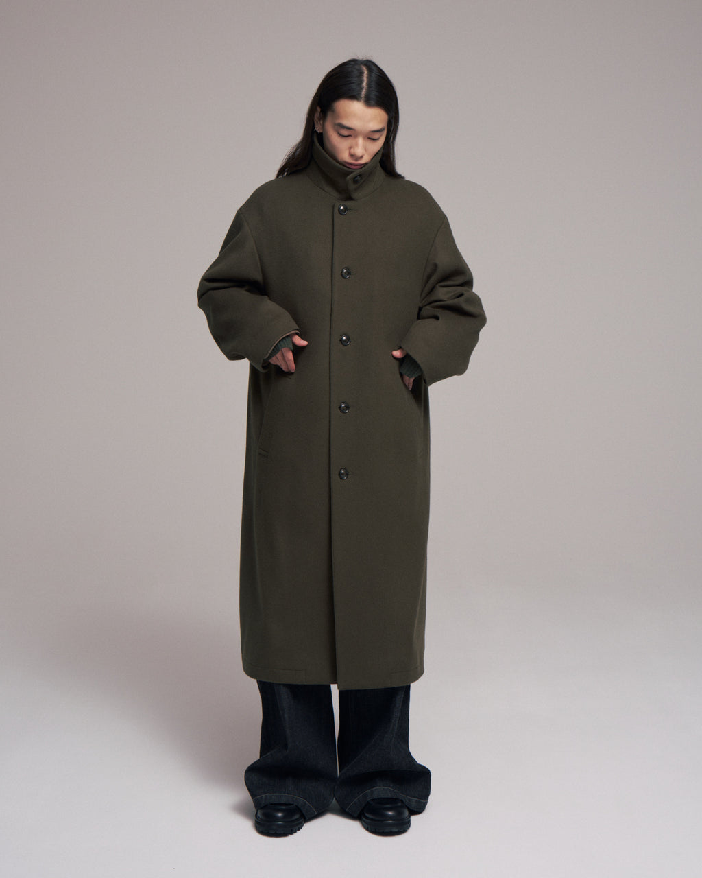 【LAST1】superNova. Bal collar coat - Melton / Olive