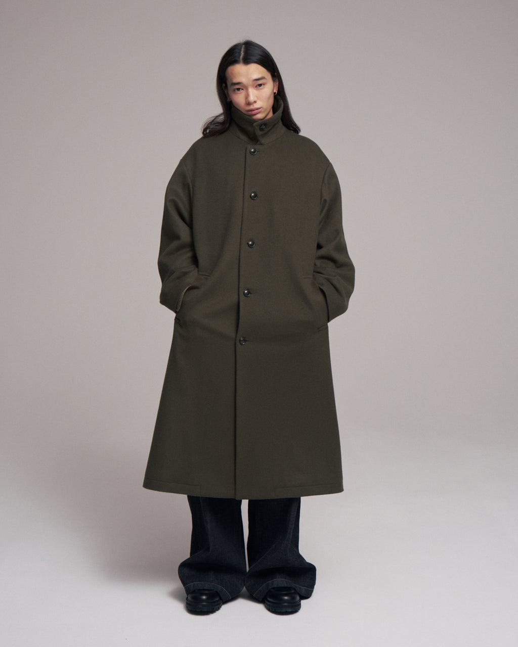 【LAST1】superNova. Bal collar coat - Melton / Olive