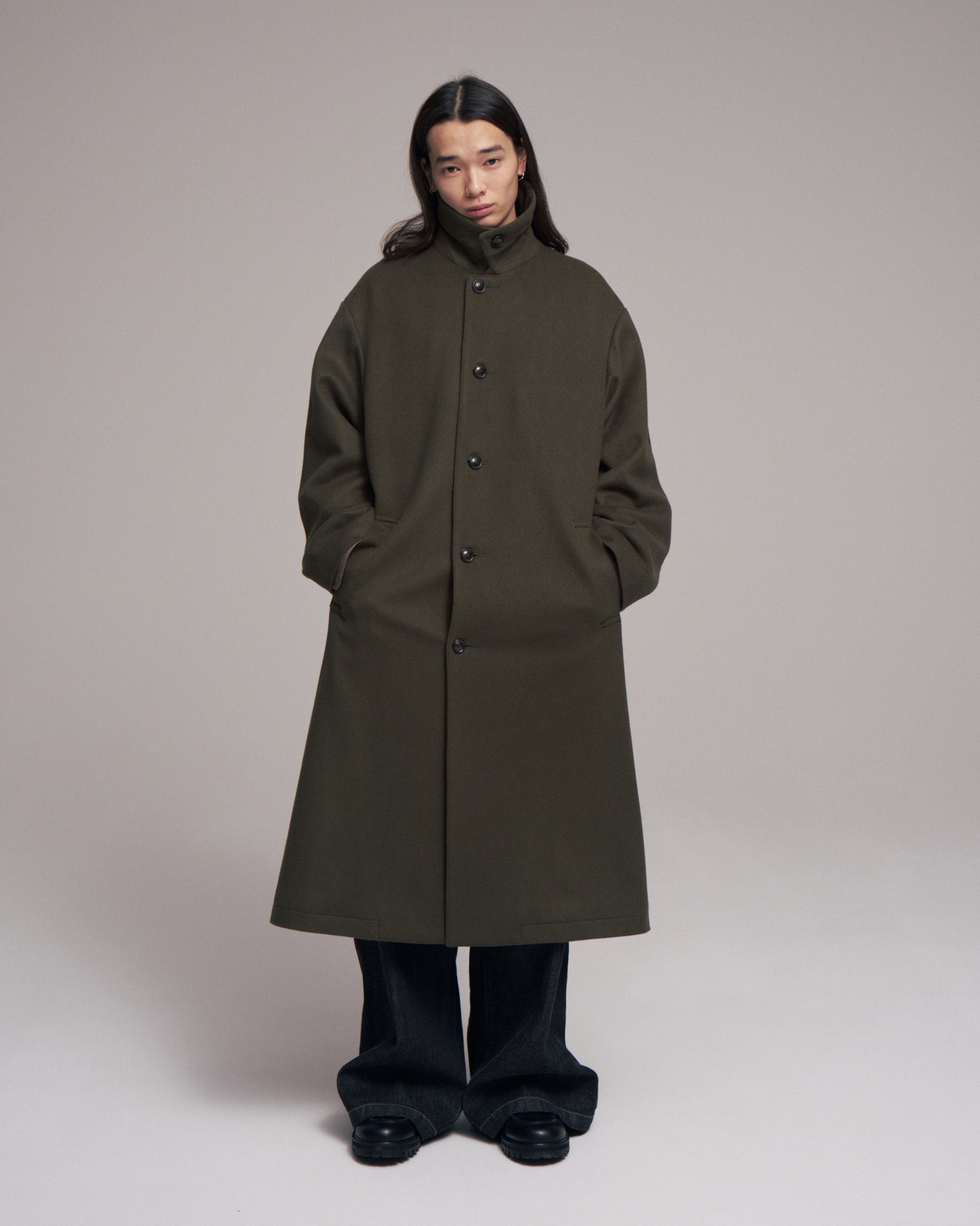 【LAST1】superNova. Bal collar coat - Melton / Olive