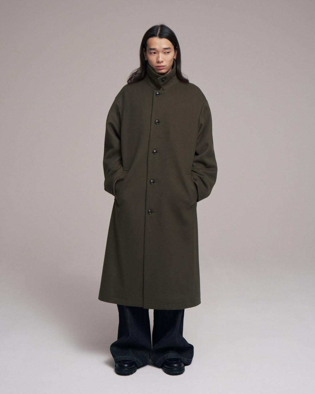 【LAST1】superNova. Bal collar coat - Melton / Olive
