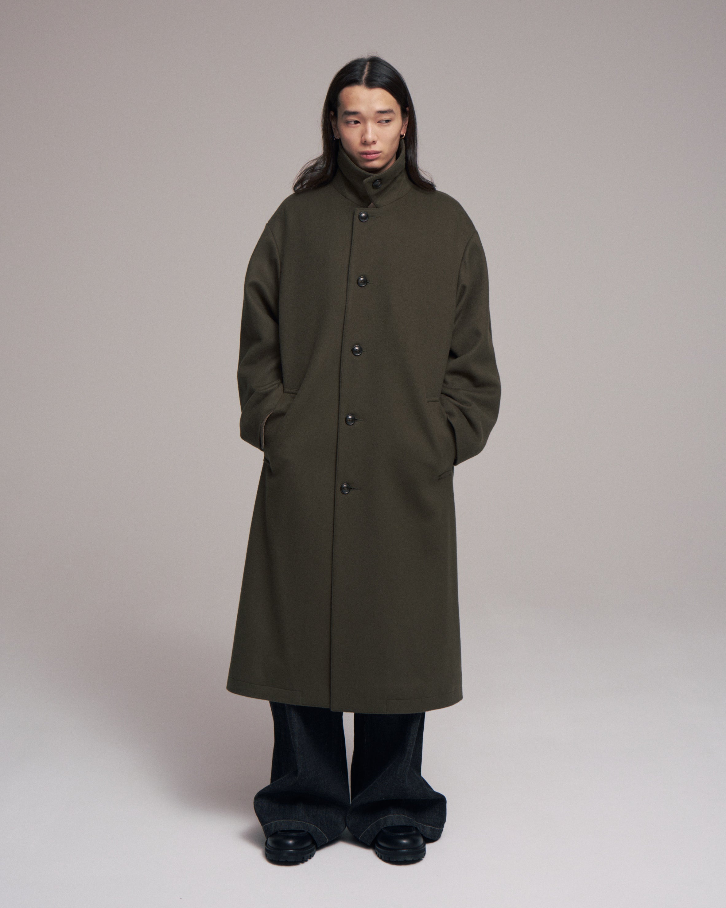 【LAST1】superNova. Bal collar coat - Melton / Olive