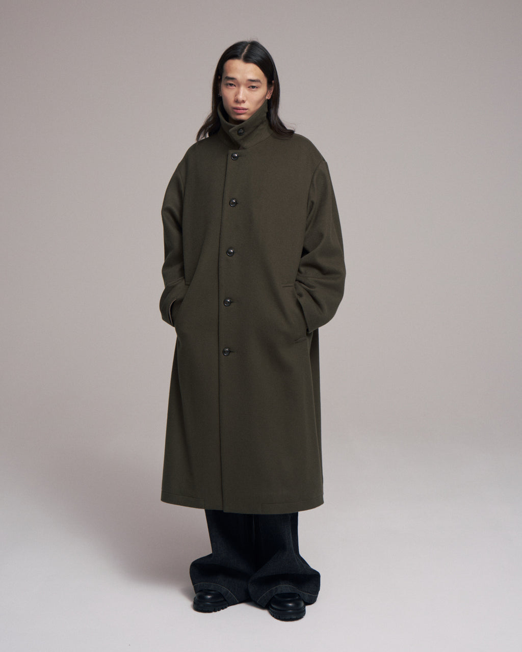 【LAST1】superNova. Bal collar coat - Melton / Olive