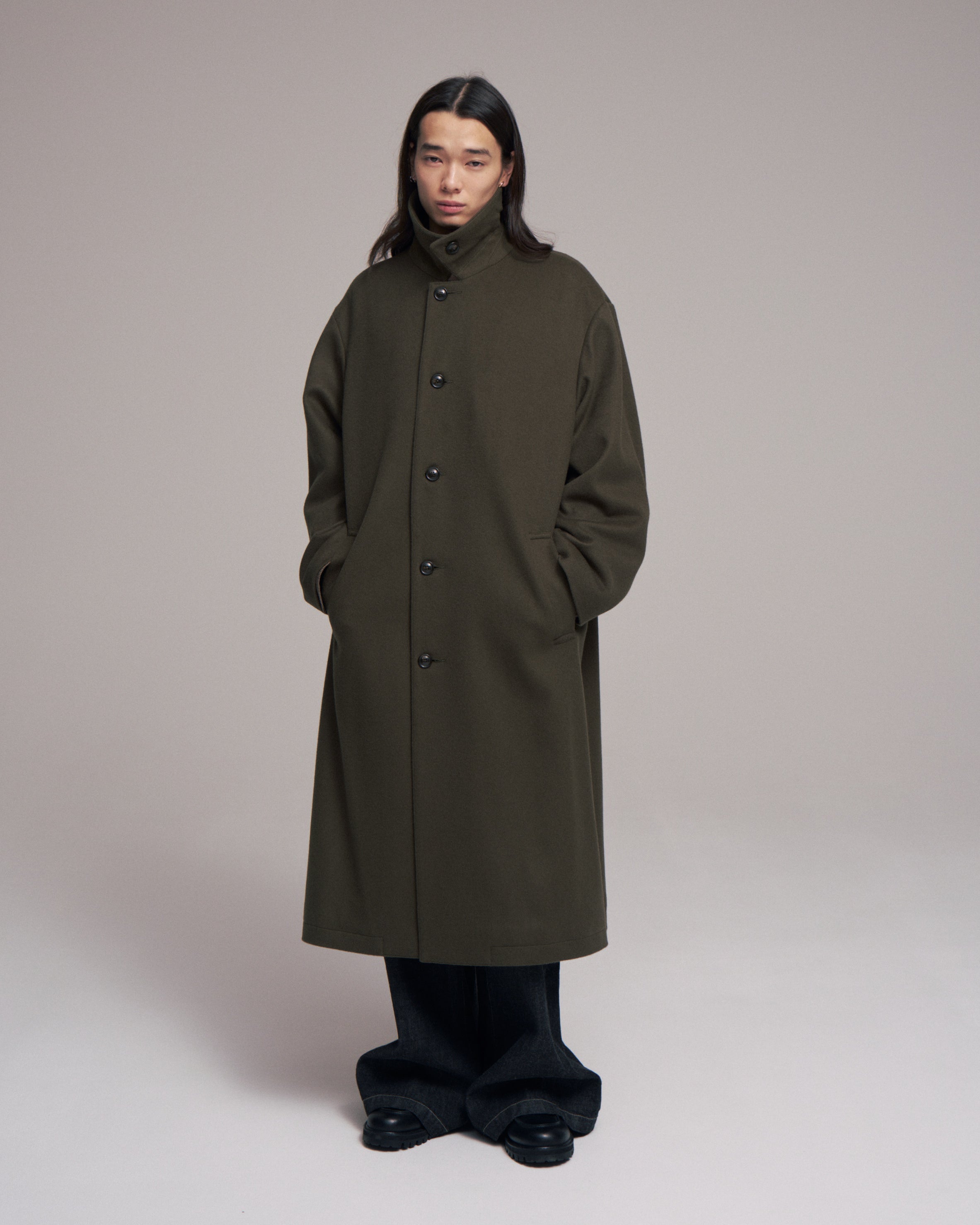 【LAST1】superNova. Bal collar coat - Melton / Olive