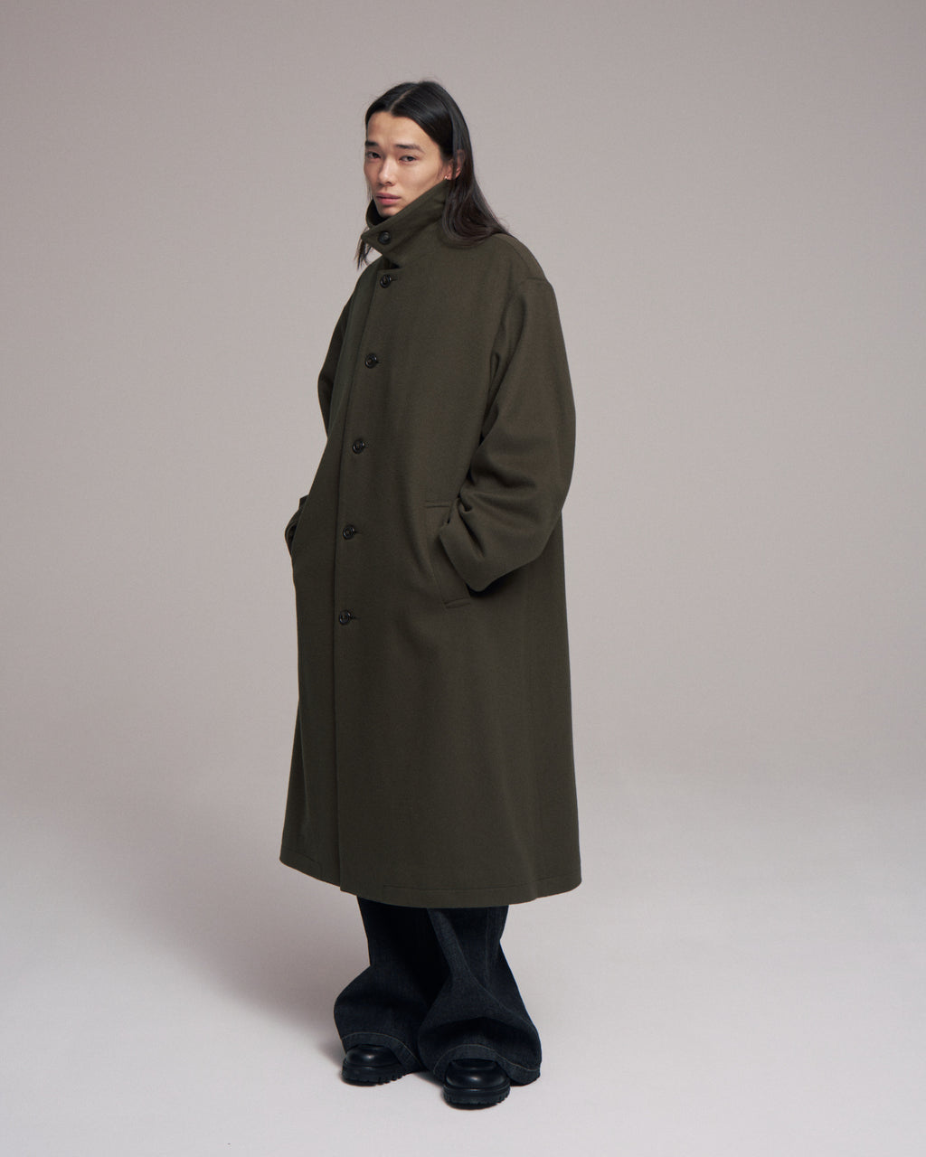 【LAST1】superNova. Bal collar coat - Melton / Olive