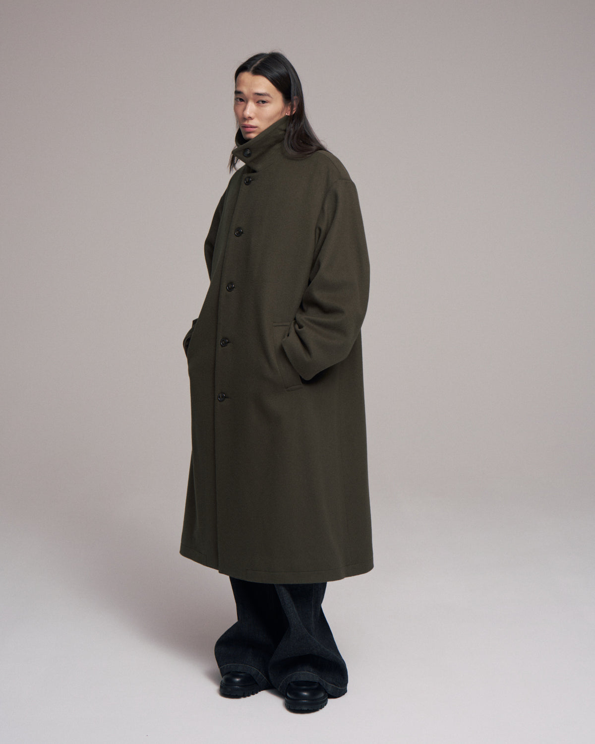 【LAST1】superNova. Bal collar coat - Melton / Olive