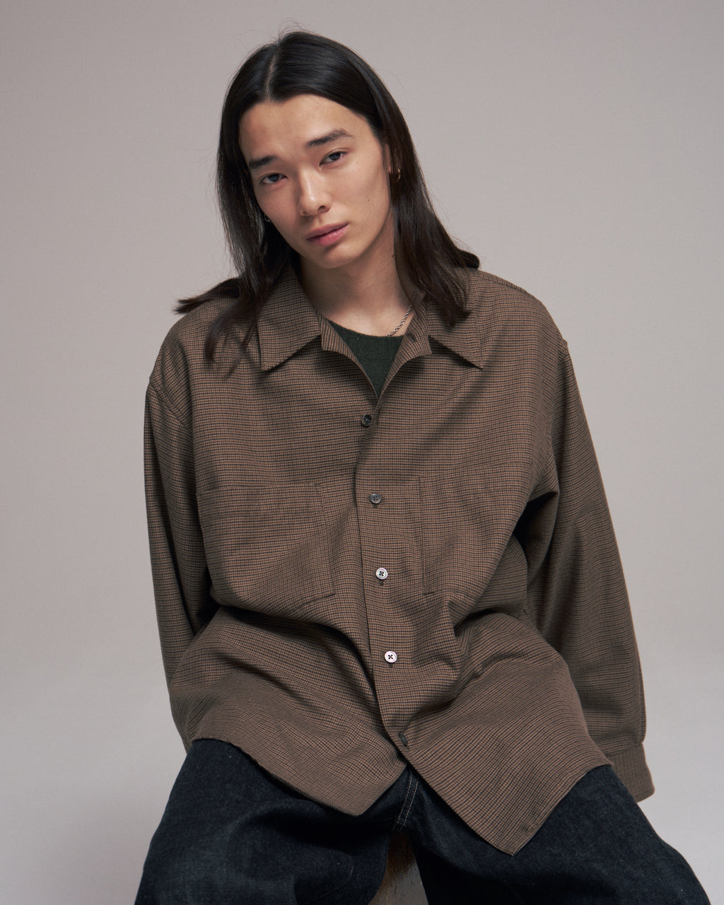 superNova. Split yoke big shirt - Gun club check / Brown