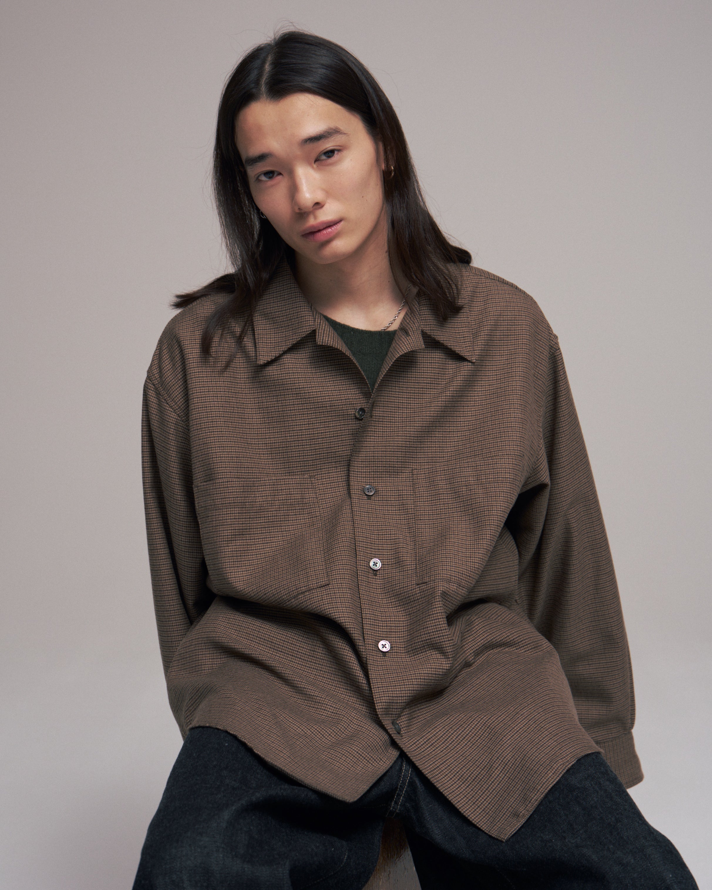 superNova. Split yoke big shirt - Gun club check / Brown