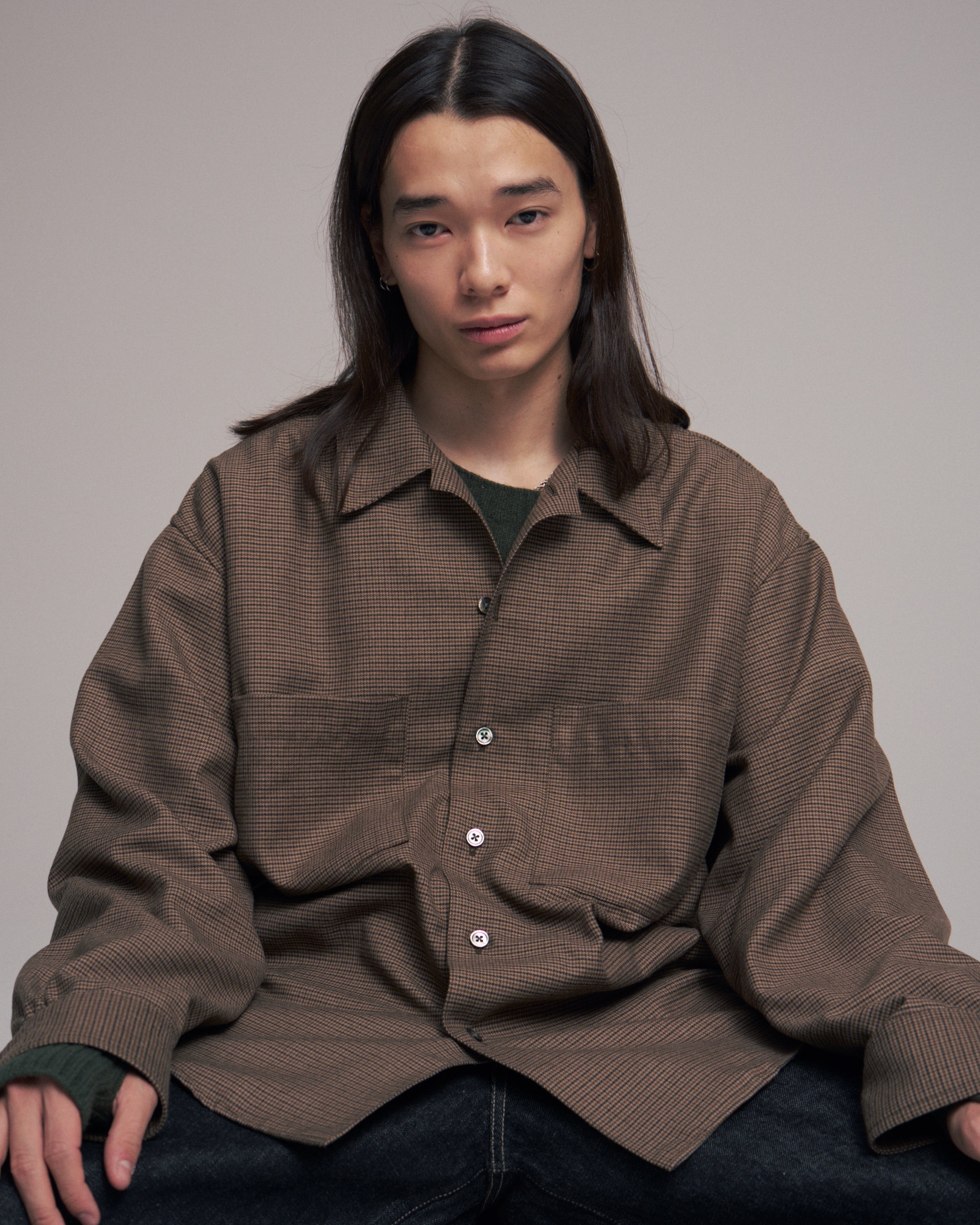 superNova. Split yoke big shirt - Gun club check / Brown