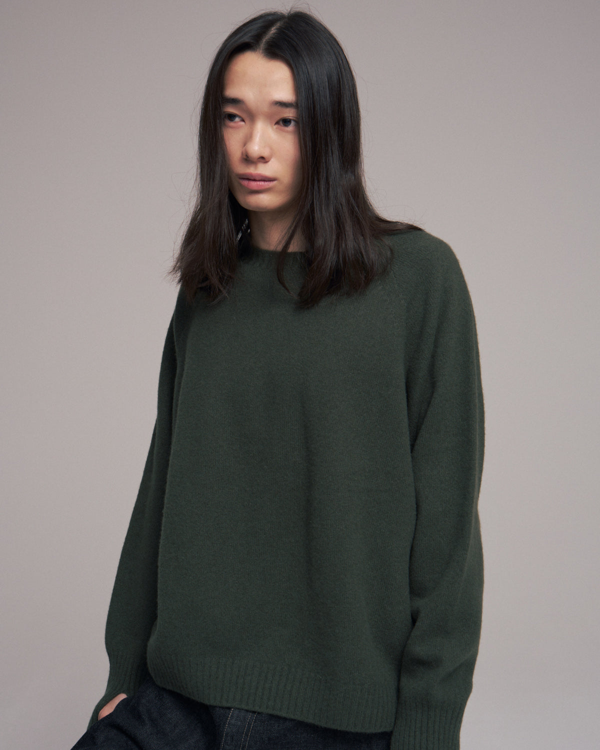 10月中発送予定 superNova. Wholegarment knit sweater - Wool & cashmere & silk / Olive