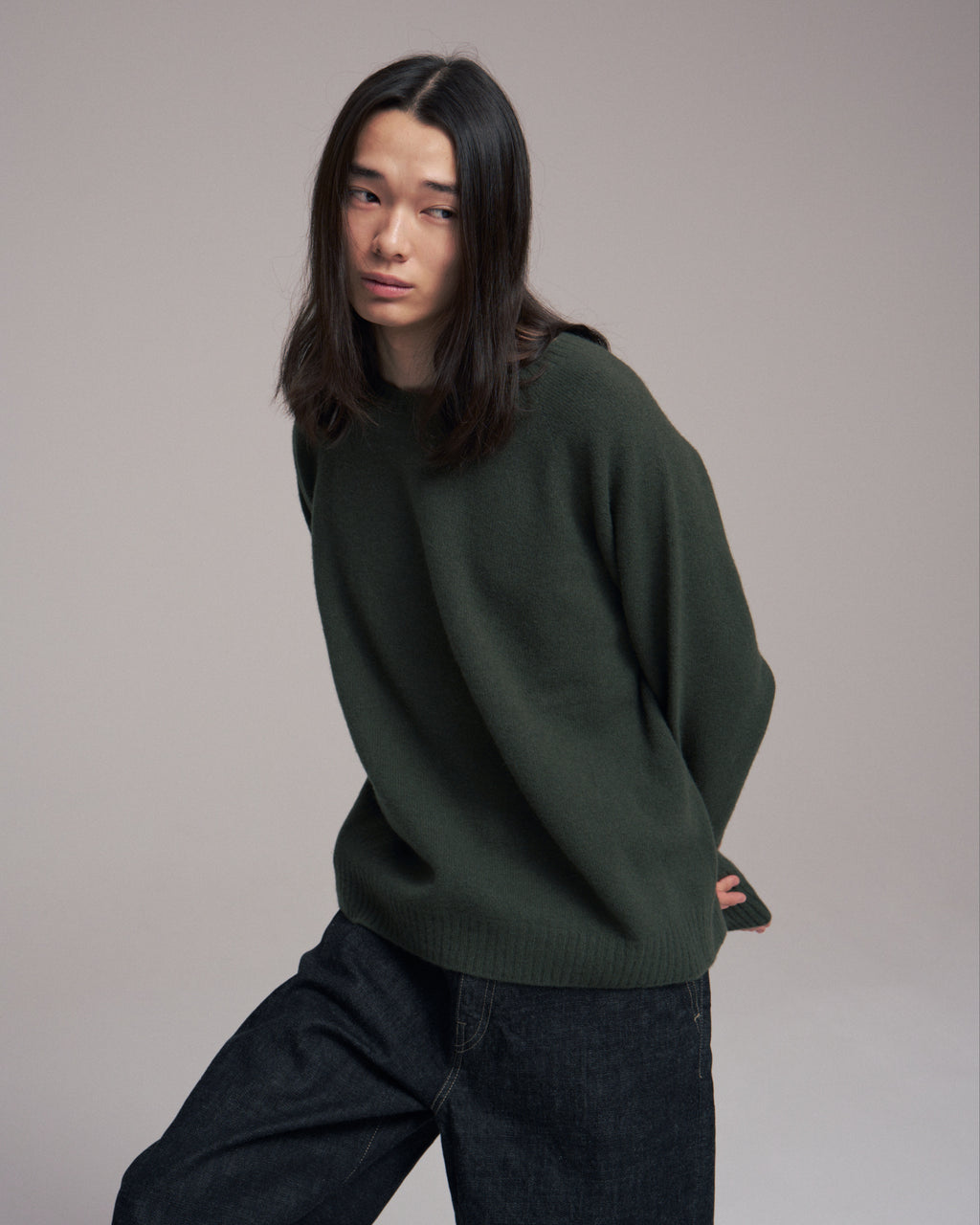 10月中発送予定 superNova. Wholegarment knit sweater - Wool & cashmere & silk / Olive