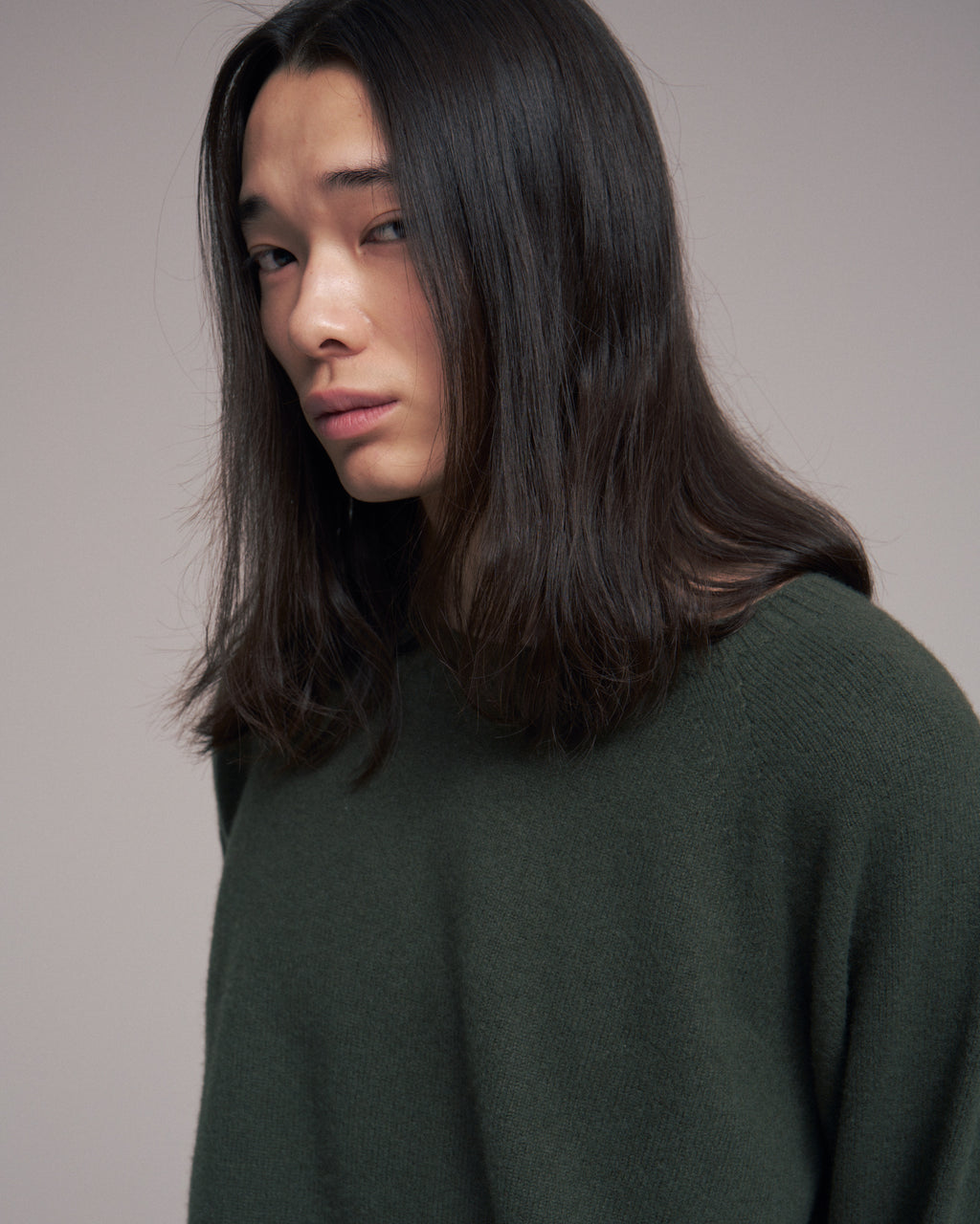 10月中発送予定 superNova. Wholegarment knit sweater - Wool & cashmere & silk / Olive