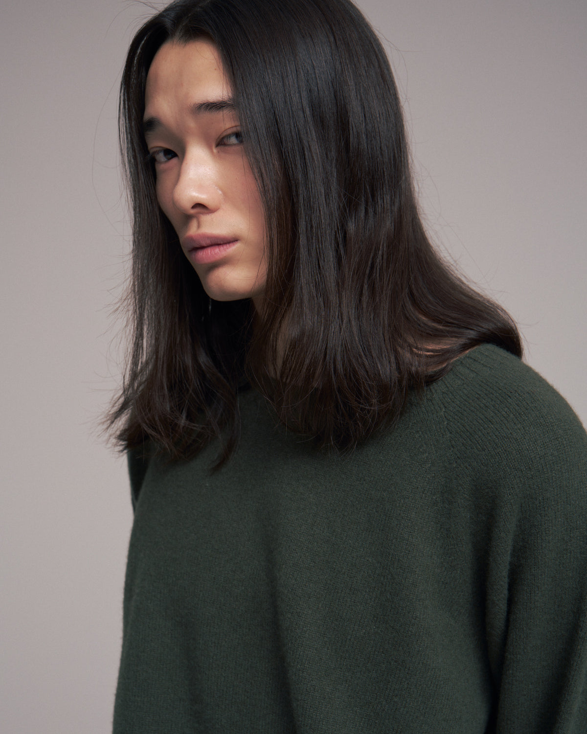 10月中発送予定 superNova. Wholegarment knit sweater - Wool & cashmere & silk / Olive