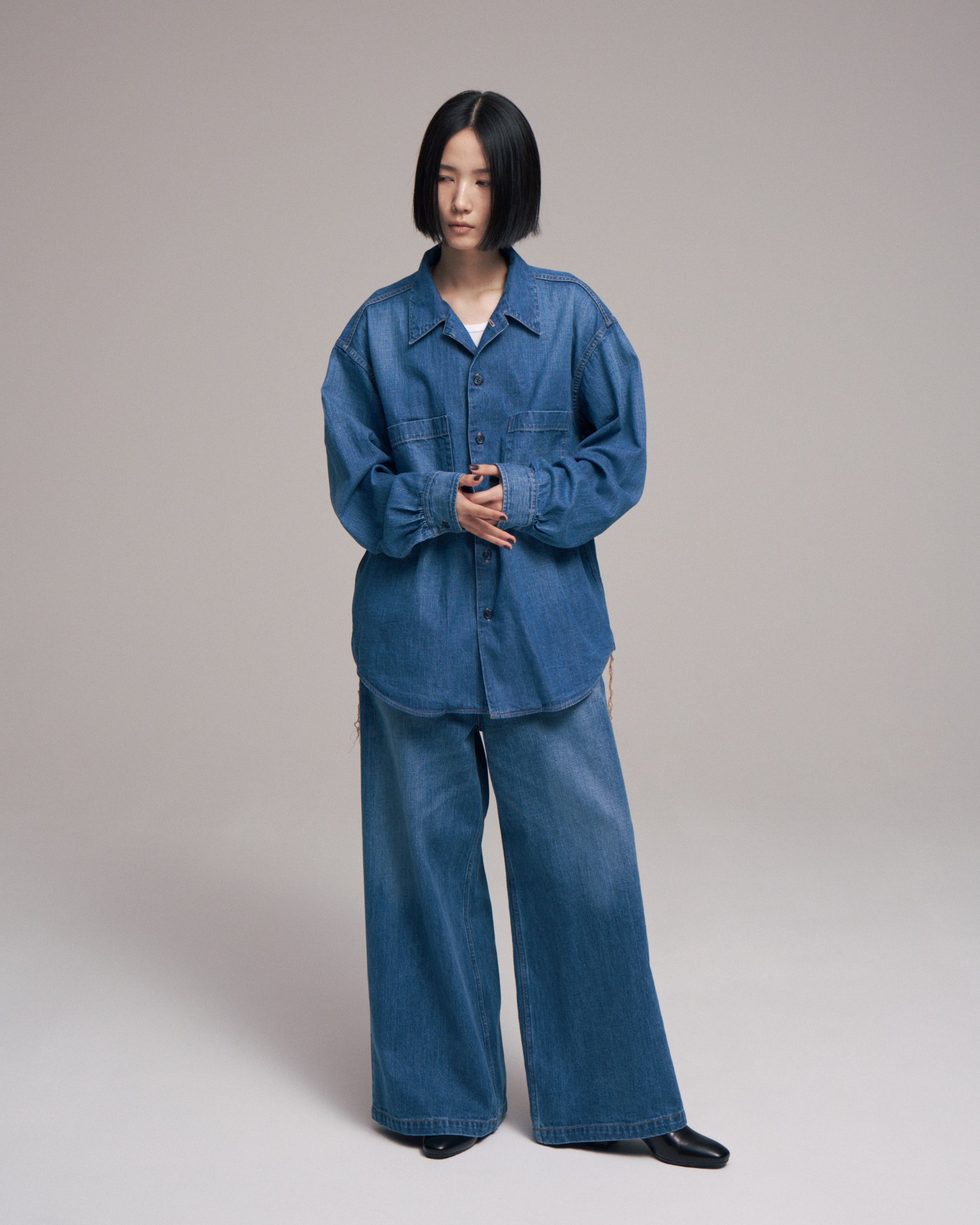 superNova. Denim big shirt - Old vintage wash / Mid indigo