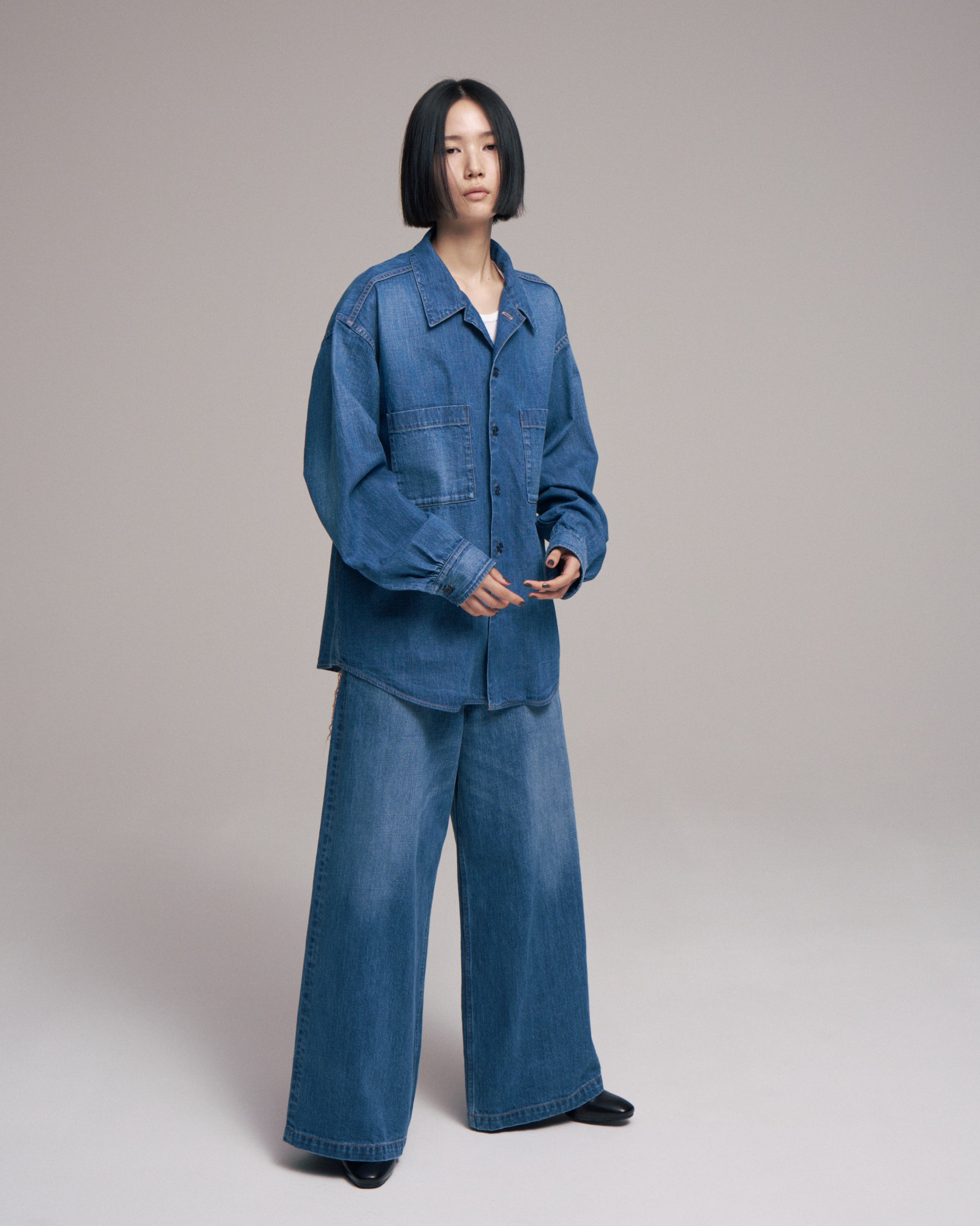 superNova. Denim big shirt - Old vintage wash / Mid indigo