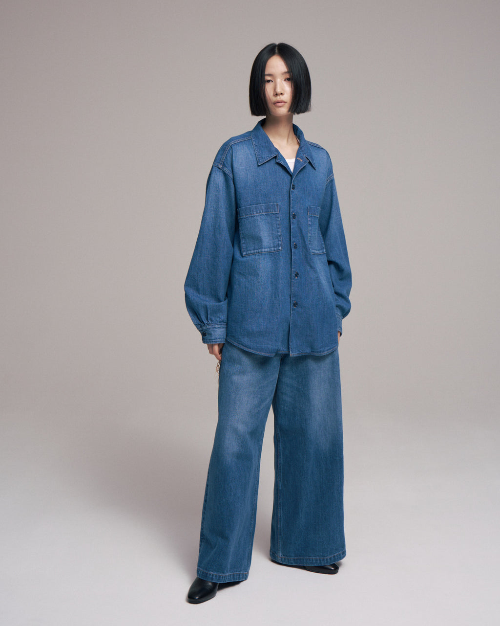 superNova. Denim big shirt - Old vintage wash / Mid indigo