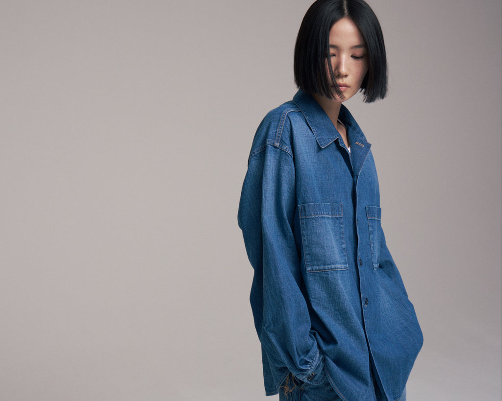 superNova. Denim big shirt - Old vintage wash / Mid indigo