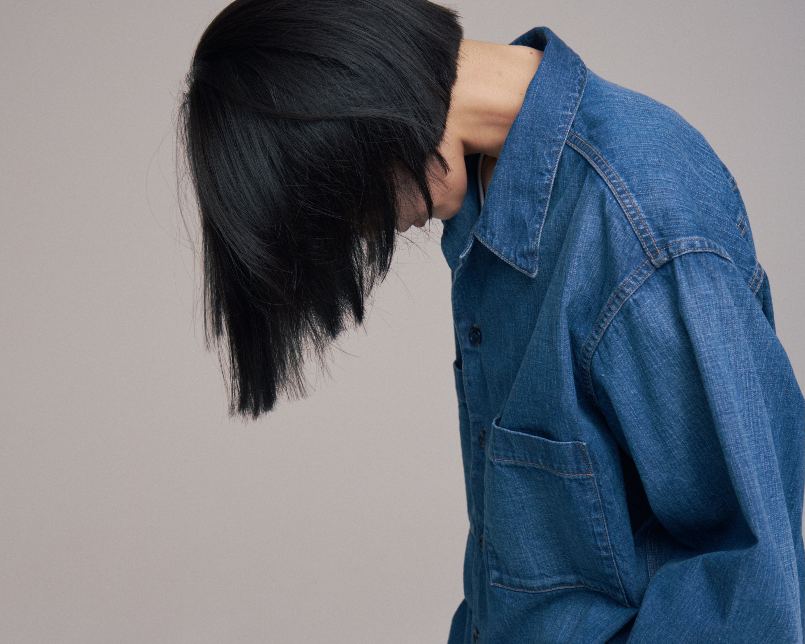 superNova. Denim big shirt - Old vintage wash / Mid indigo