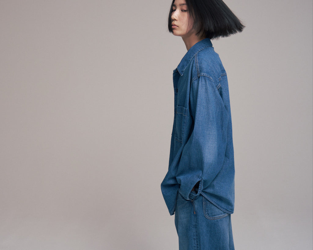 superNova. Denim big shirt - Old vintage wash / Mid indigo