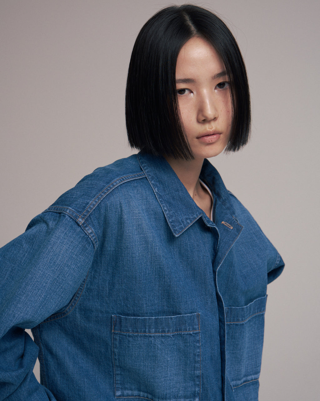 superNova. Denim big shirt - Old vintage wash / Mid indigo