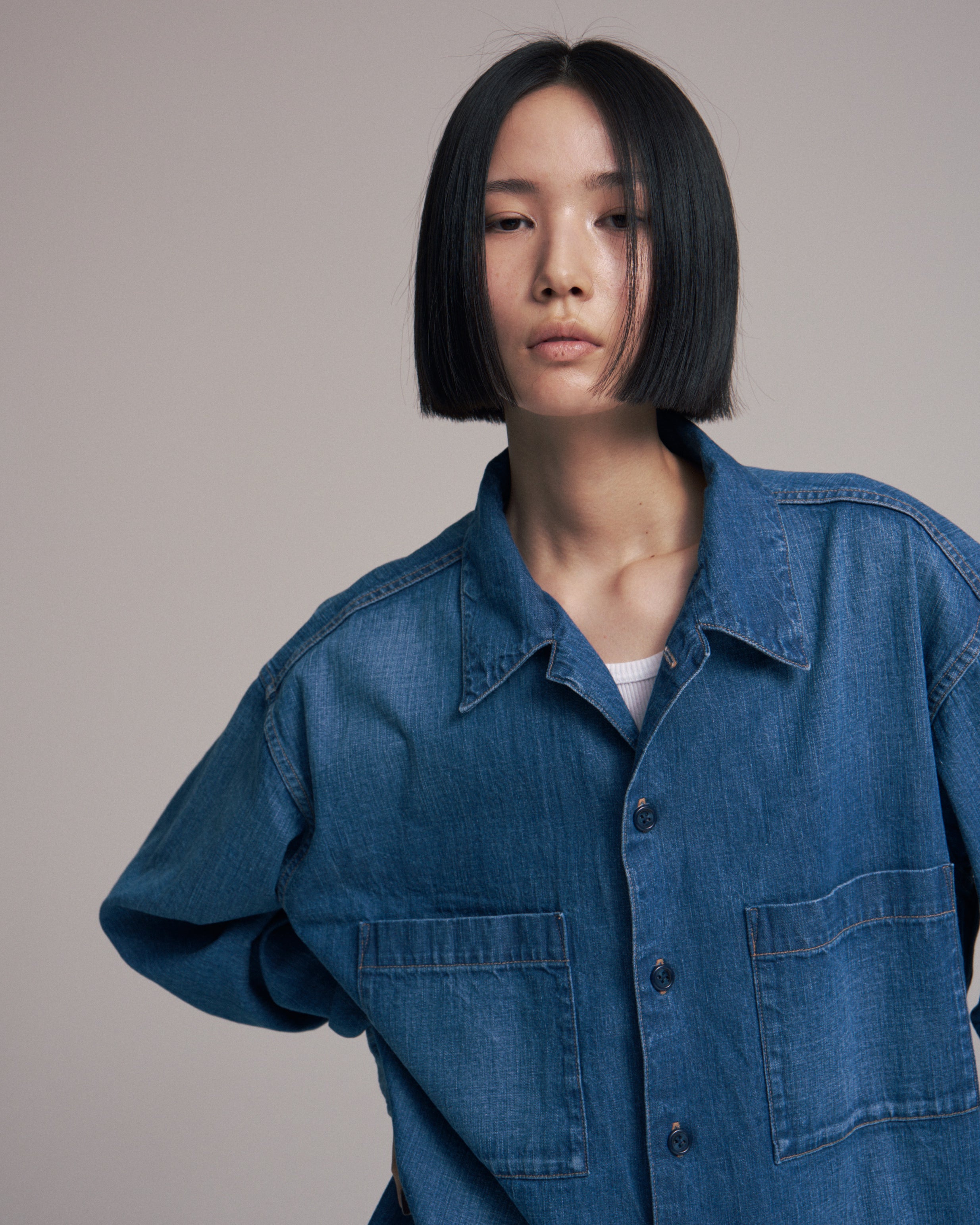 superNova. Denim big shirt - Old vintage wash / Mid indigo