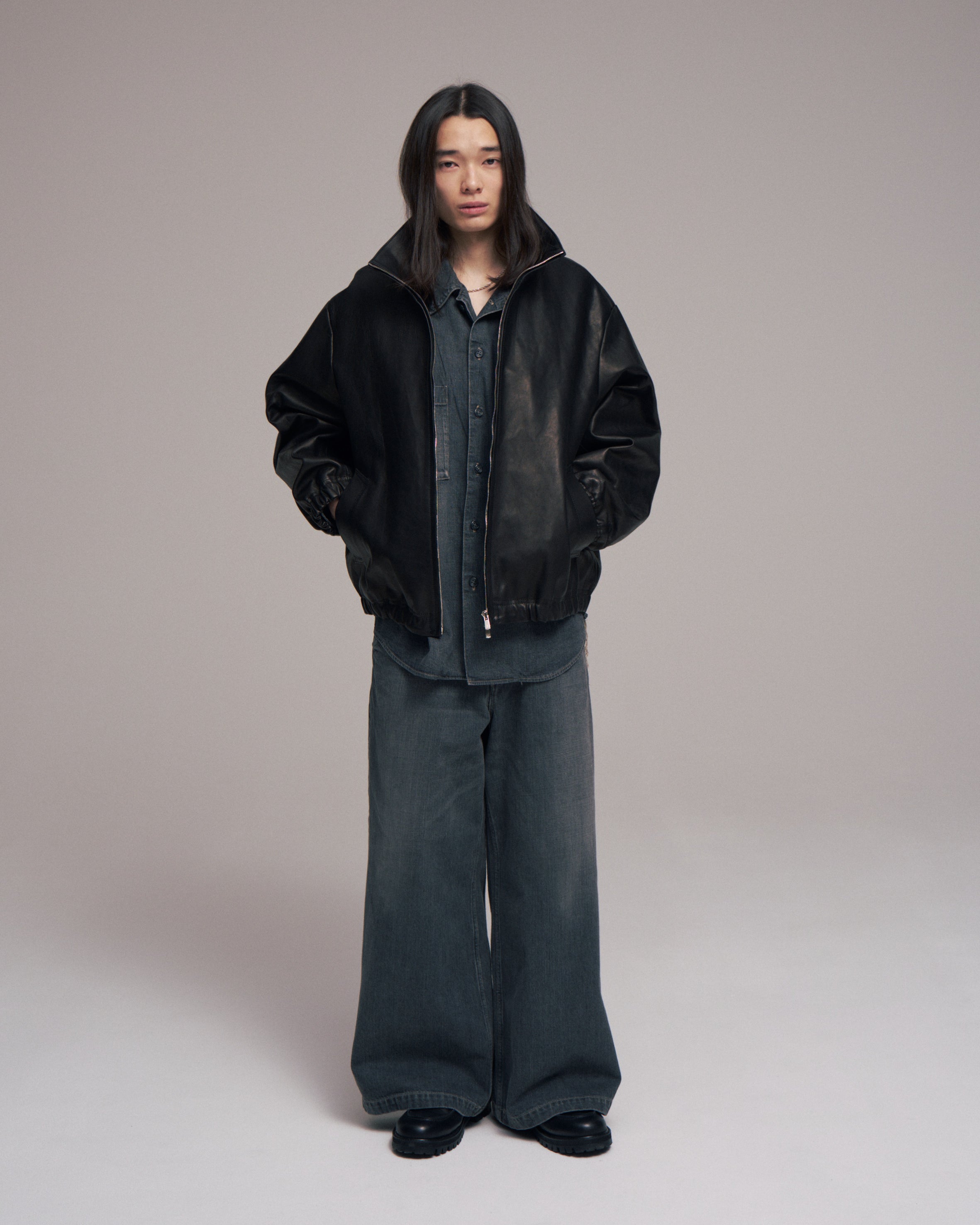 superNova. Leather track jacket - Horsehide / Black