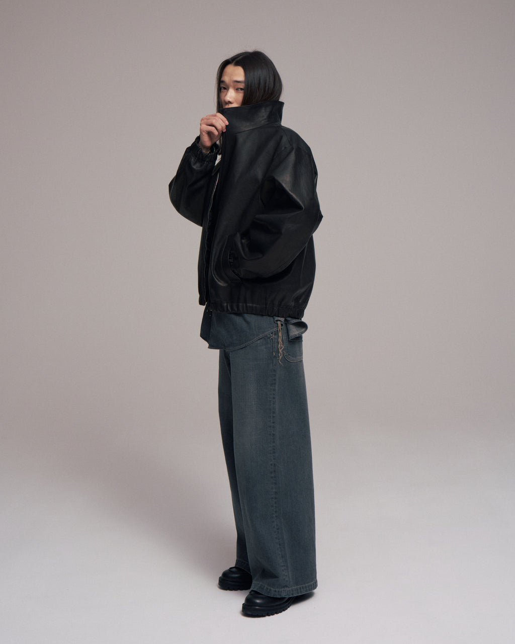 superNova. Leather track jacket - Horsehide / Black