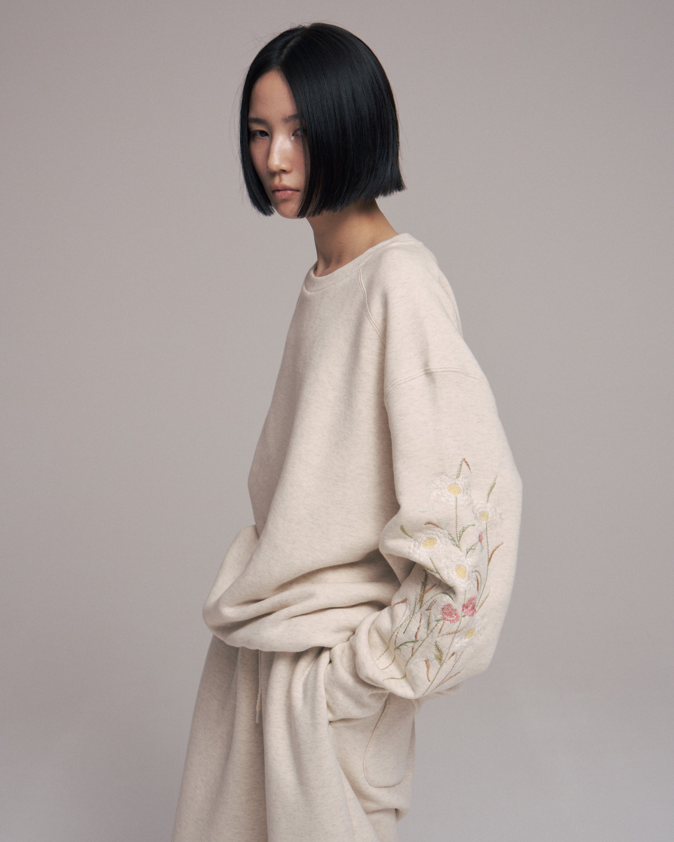 superNova. Embroidery crew sweat / Oatmeal