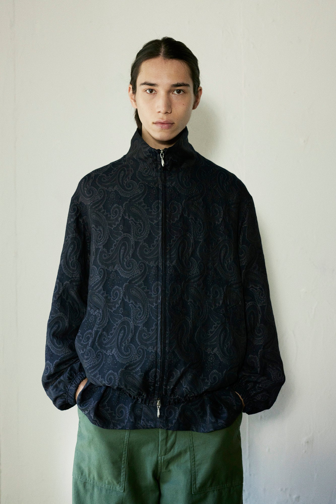 superNova. Track jacket - Paisley jacquard-Black x Navy