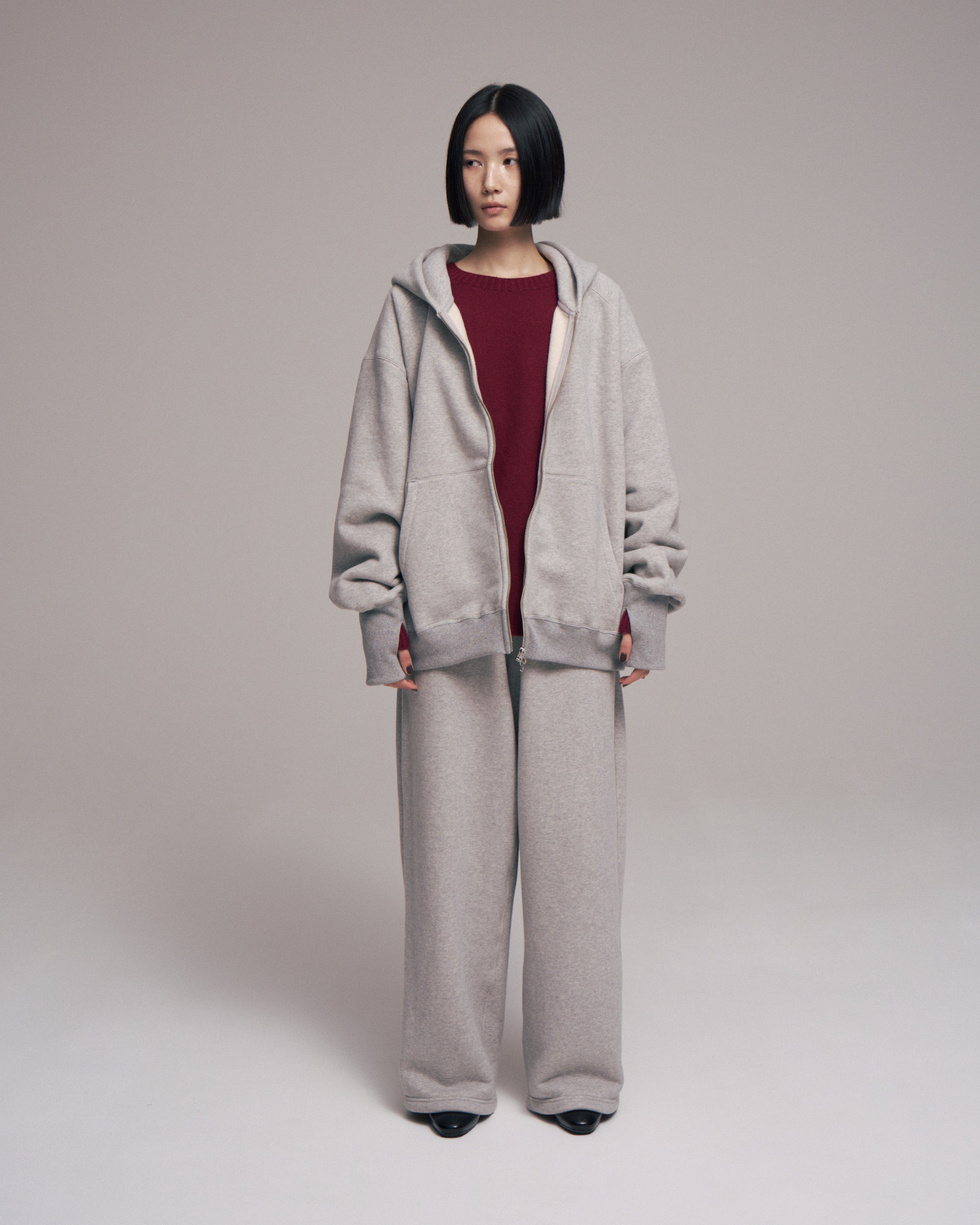 superNova. Oversized Jacquard Sweat Zip Hoodie / Gray