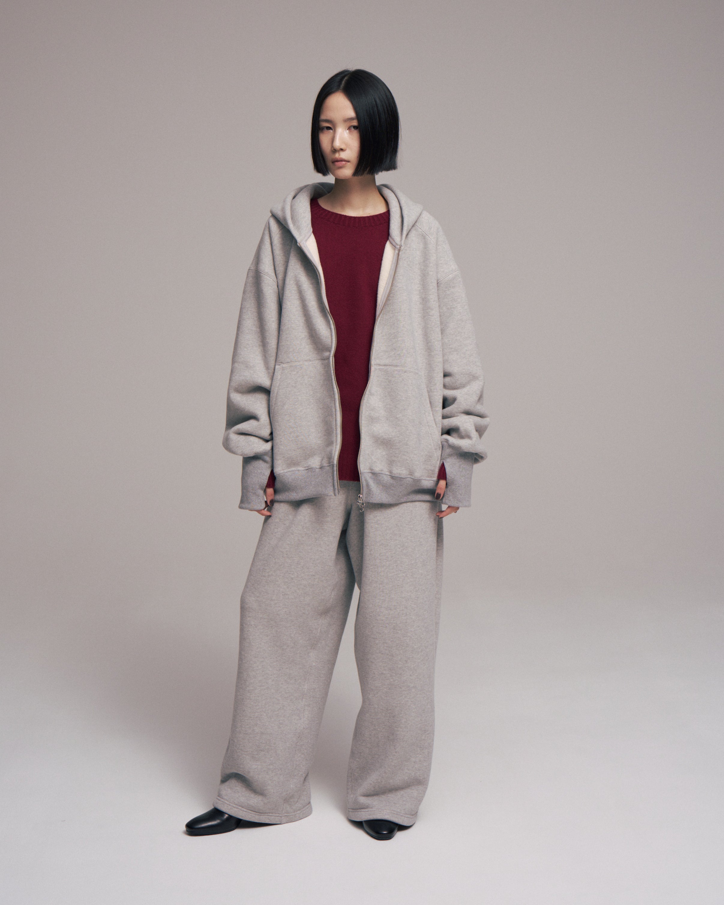 superNova. Oversized Jacquard Sweat Zip Hoodie / Gray