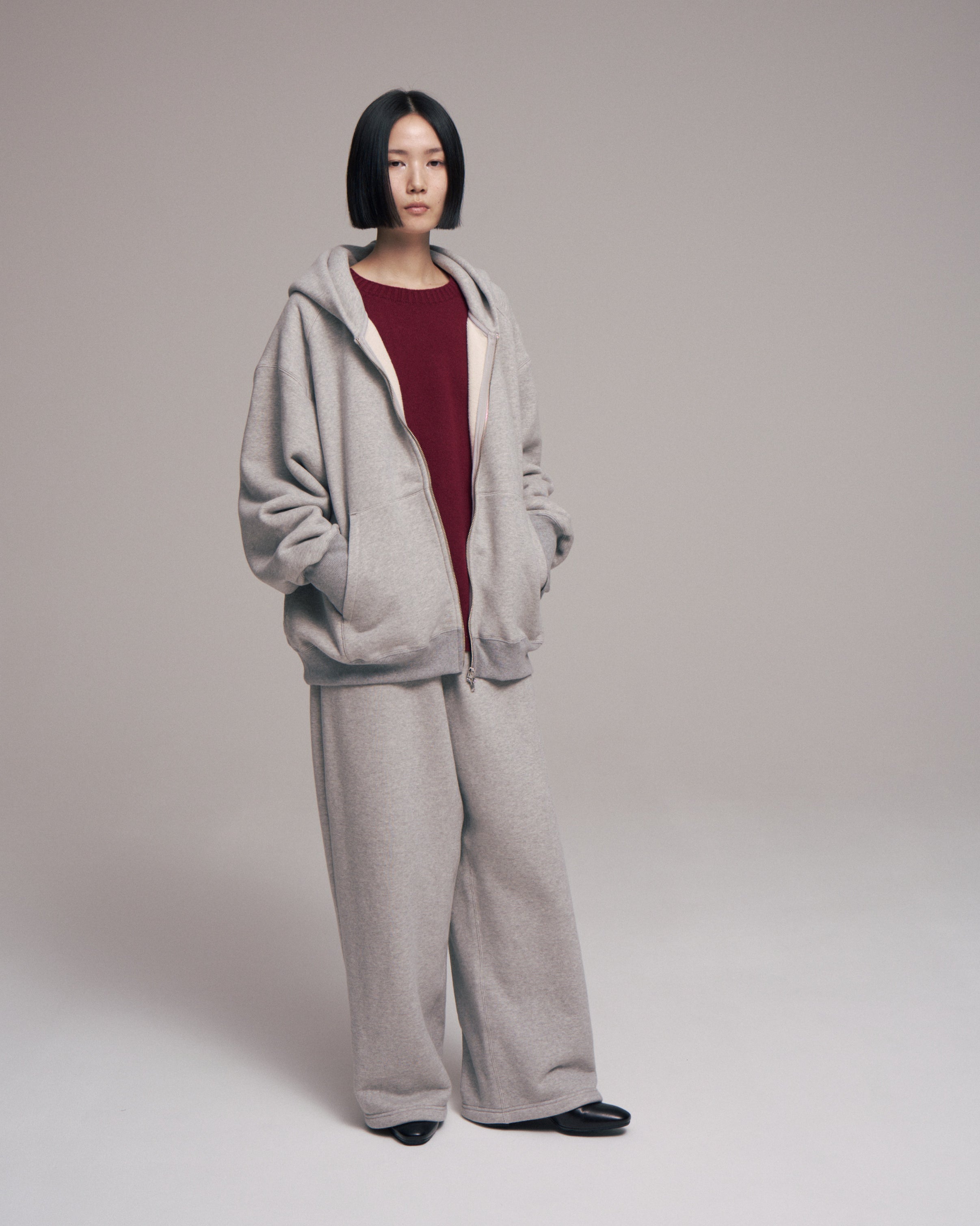 superNova. Oversized Jacquard Sweat Zip Hoodie / Gray