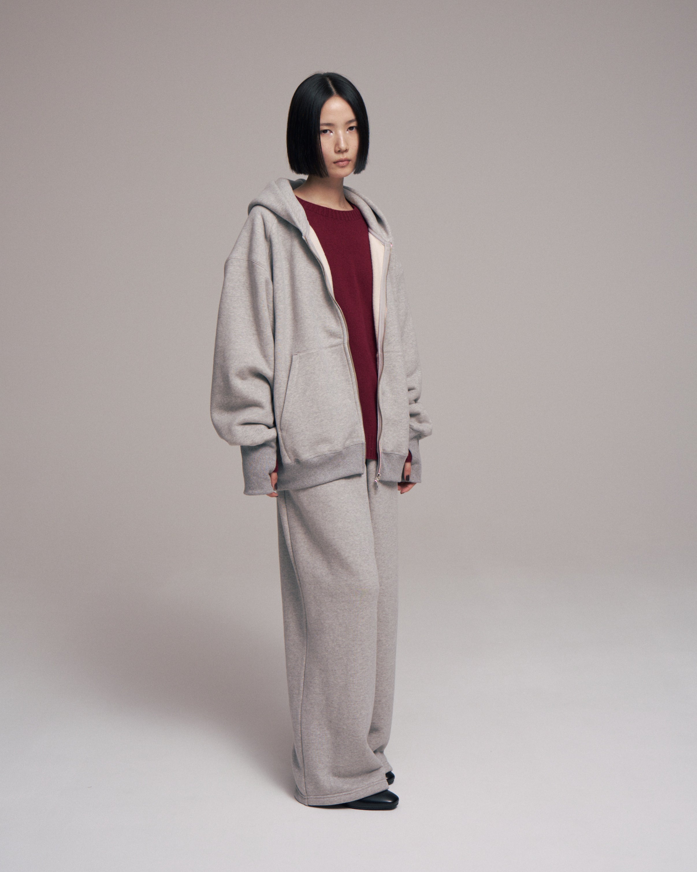 superNova. Oversized Jacquard Sweat Zip Hoodie / Gray