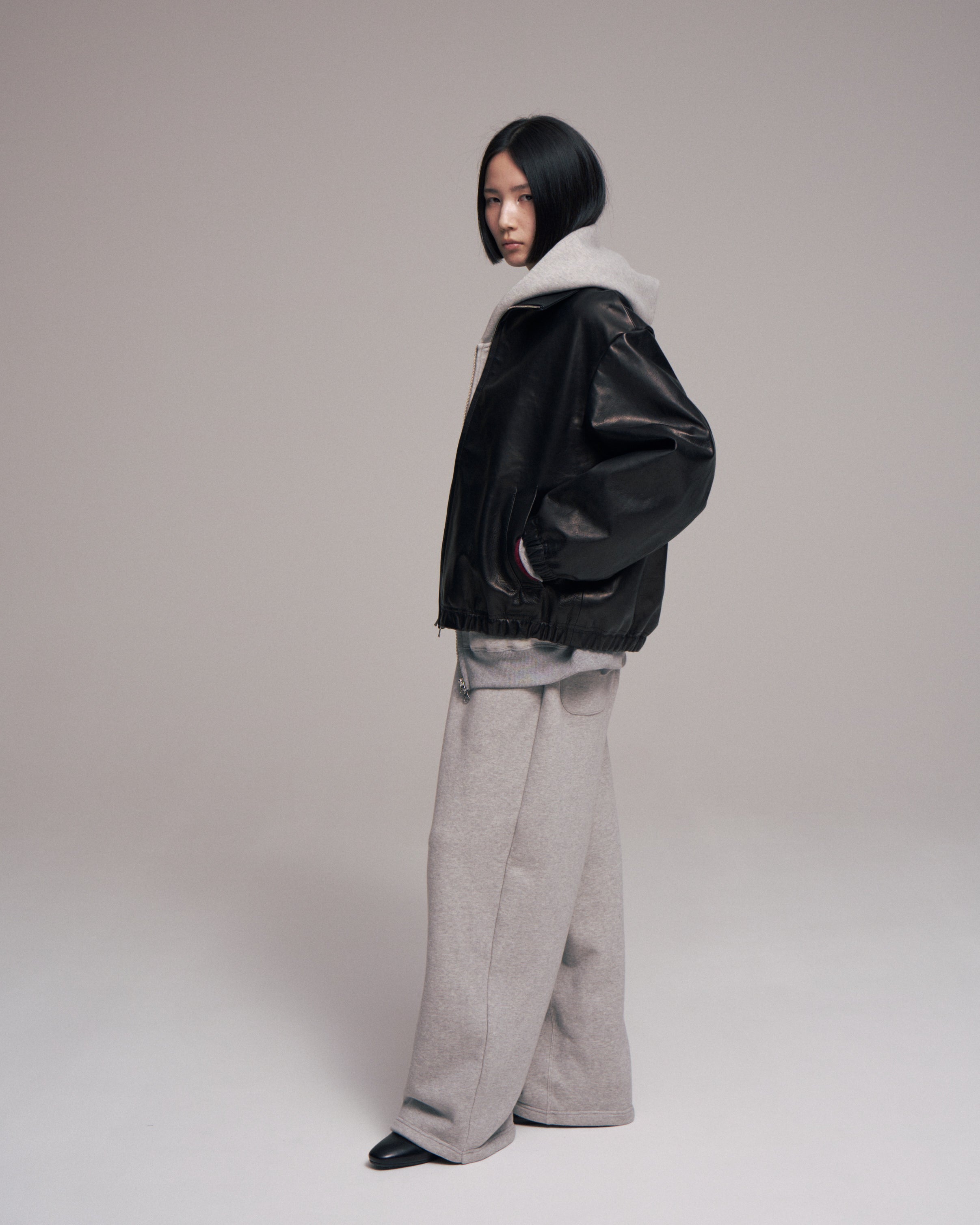 superNova. Leather track jacket - Horsehide / Black