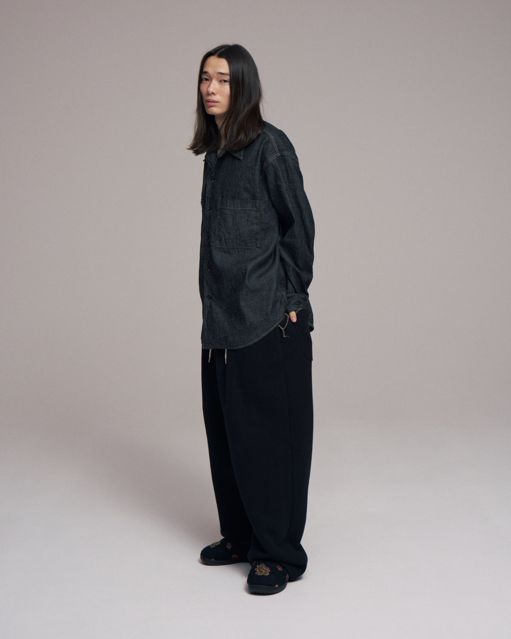 superNova. Denim big shirt - One wash  / Black