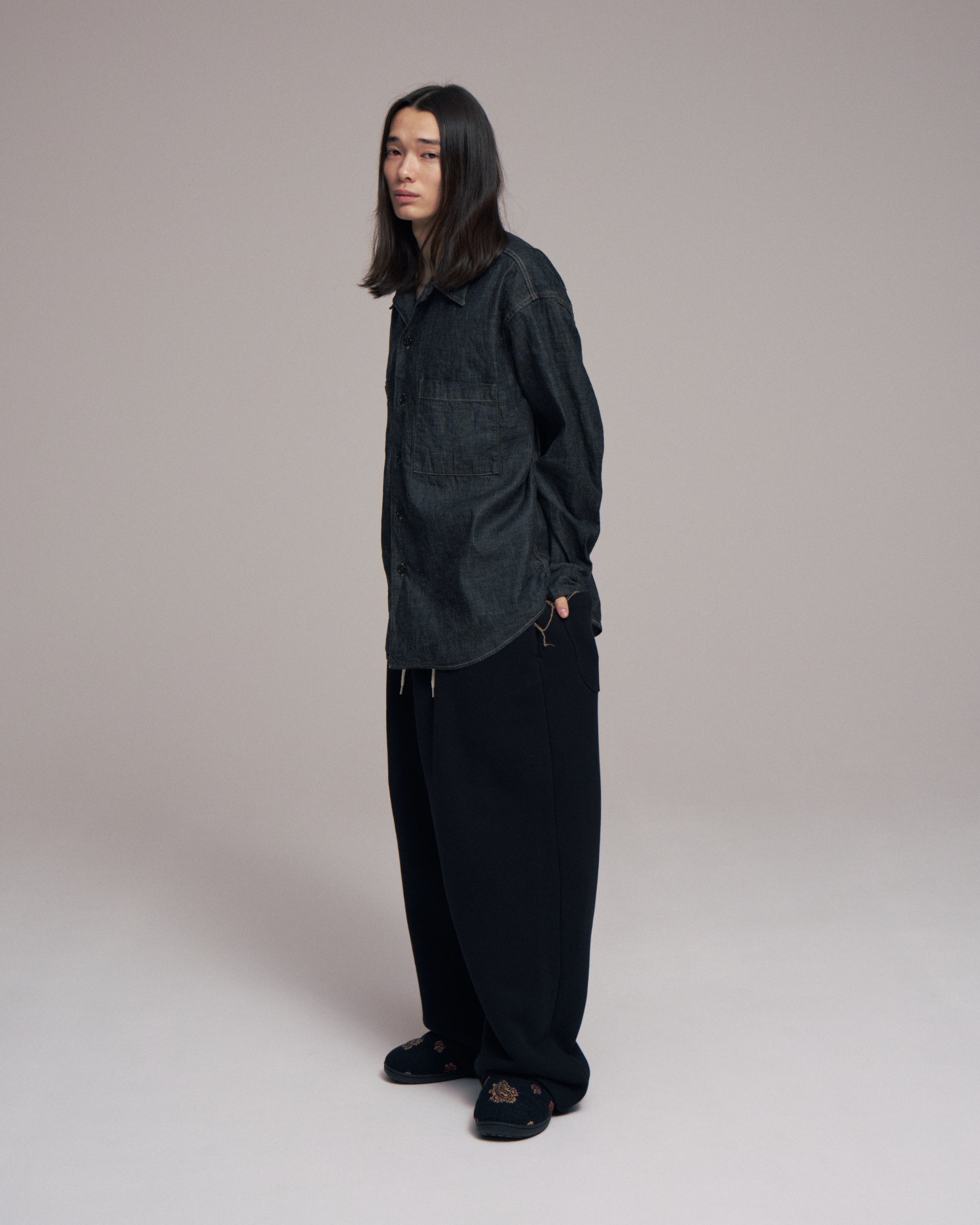 superNova. Denim big shirt - One wash  / Black