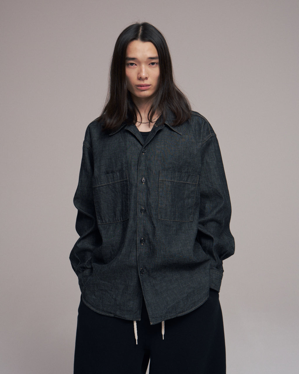 superNova. Denim big shirt - One wash  / Black