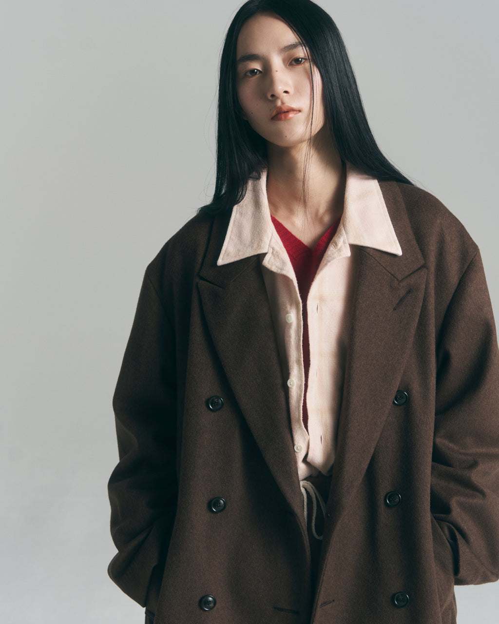 10月中発送予定 superNova. Whole Garment V-Neck – Super Fine Merino / Red
