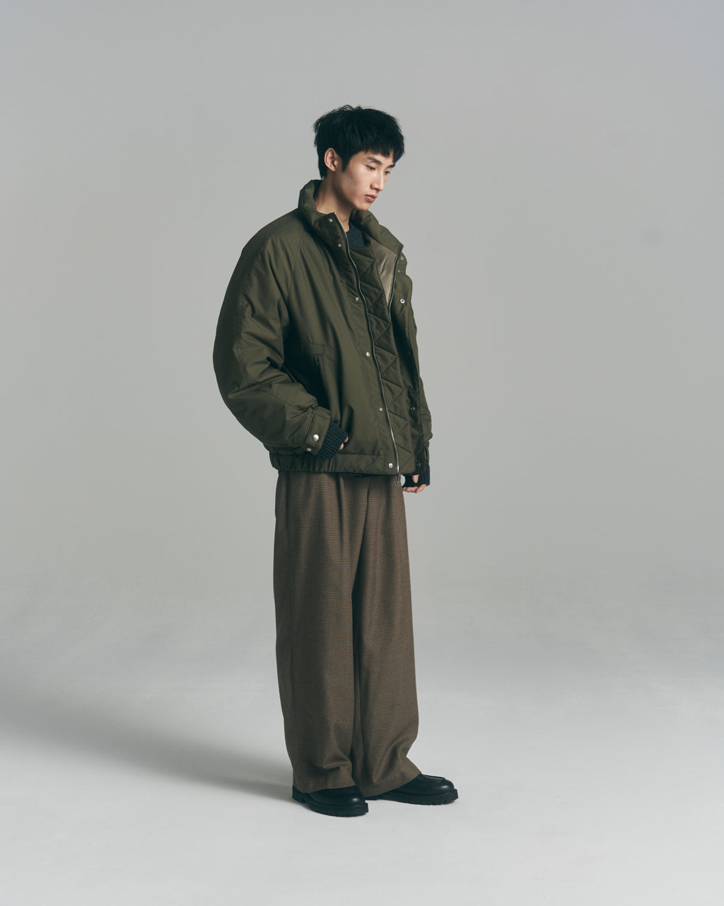 superNova. Wide Gun Club Check Utility Trousers / Brown