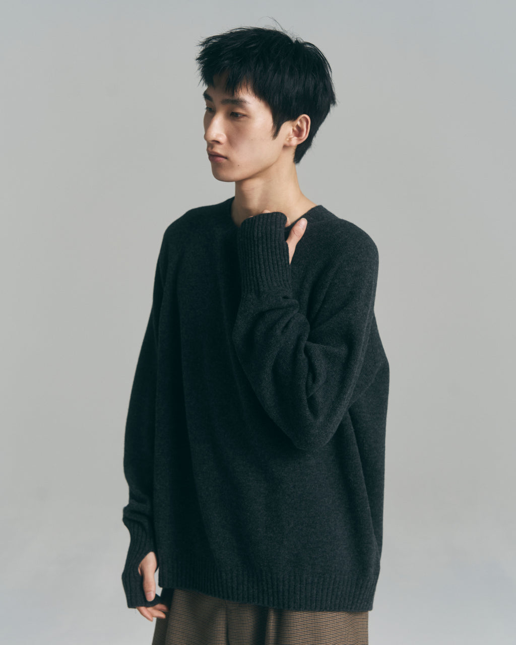 10月中発送予定 superNova. Wholegarment knit sweater - Wool & cashmere & silk / Charcoal
