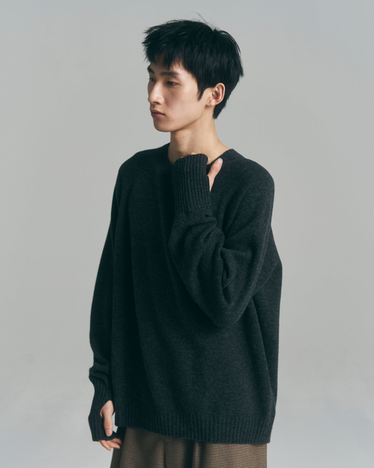 10月中発送予定 superNova. Wholegarment knit sweater - Wool & cashmere & silk / Charcoal