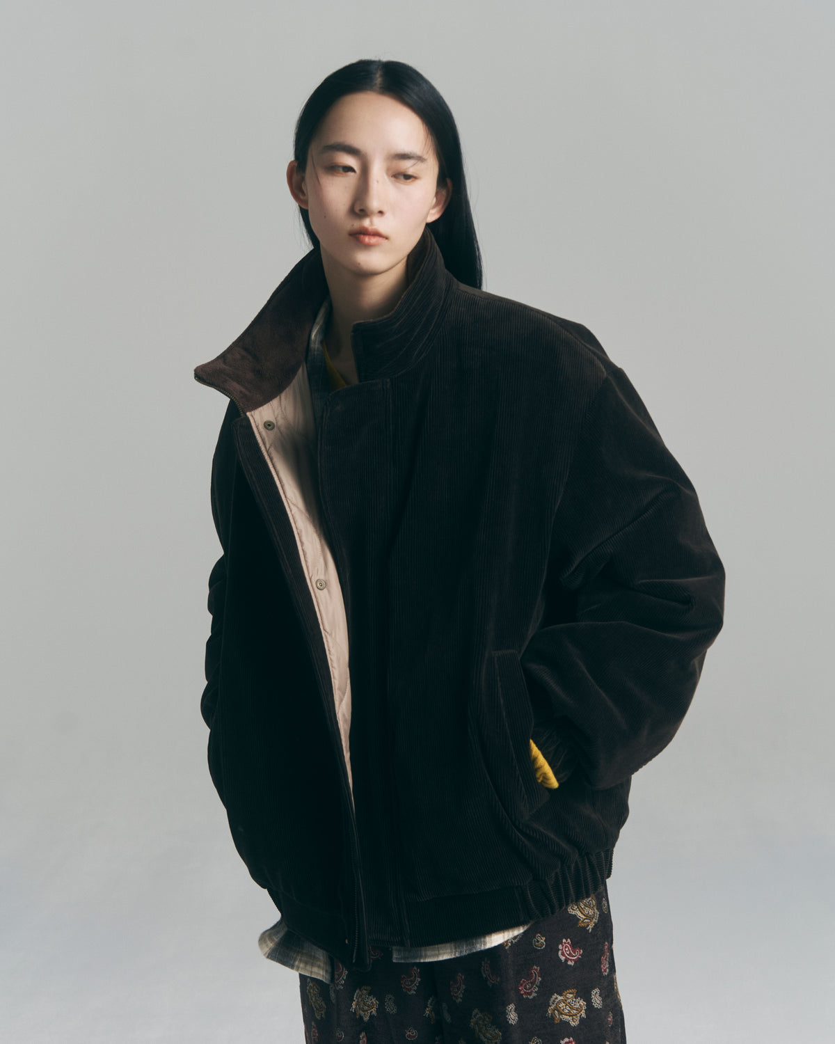 10月中発送予定 superNova. Corduroy Cozy Lined Blouson / Chocolate