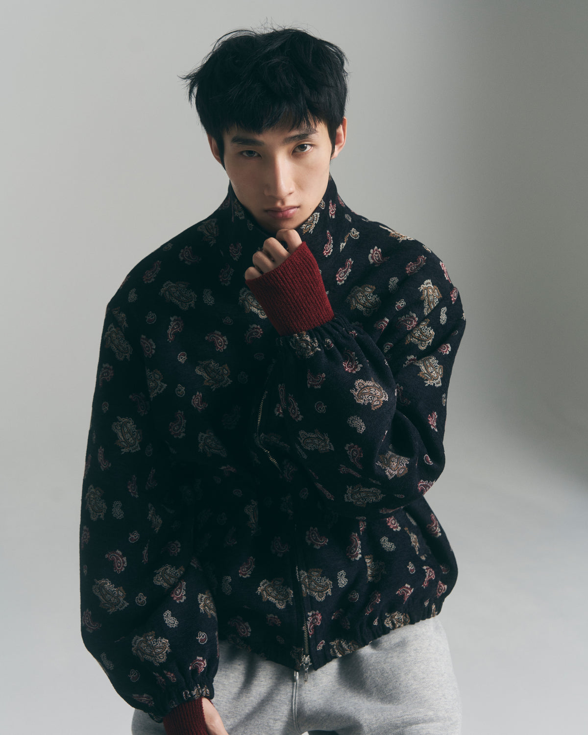 9月中発送予定 superNova. Velvet Jacquard Track Jacket / Black