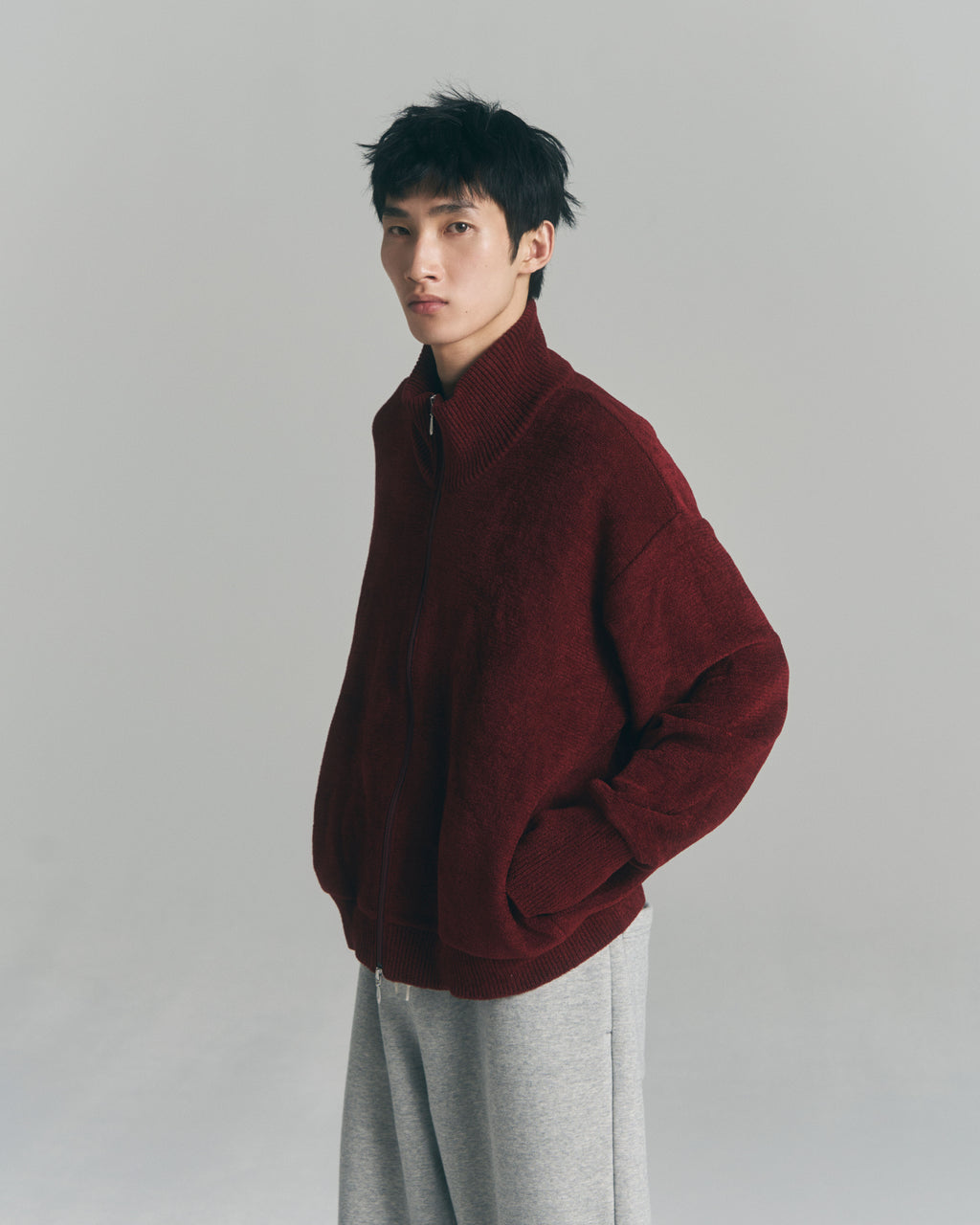 9月中発送予定 superNova. Velvet Drivers Knit Jacket / Red
