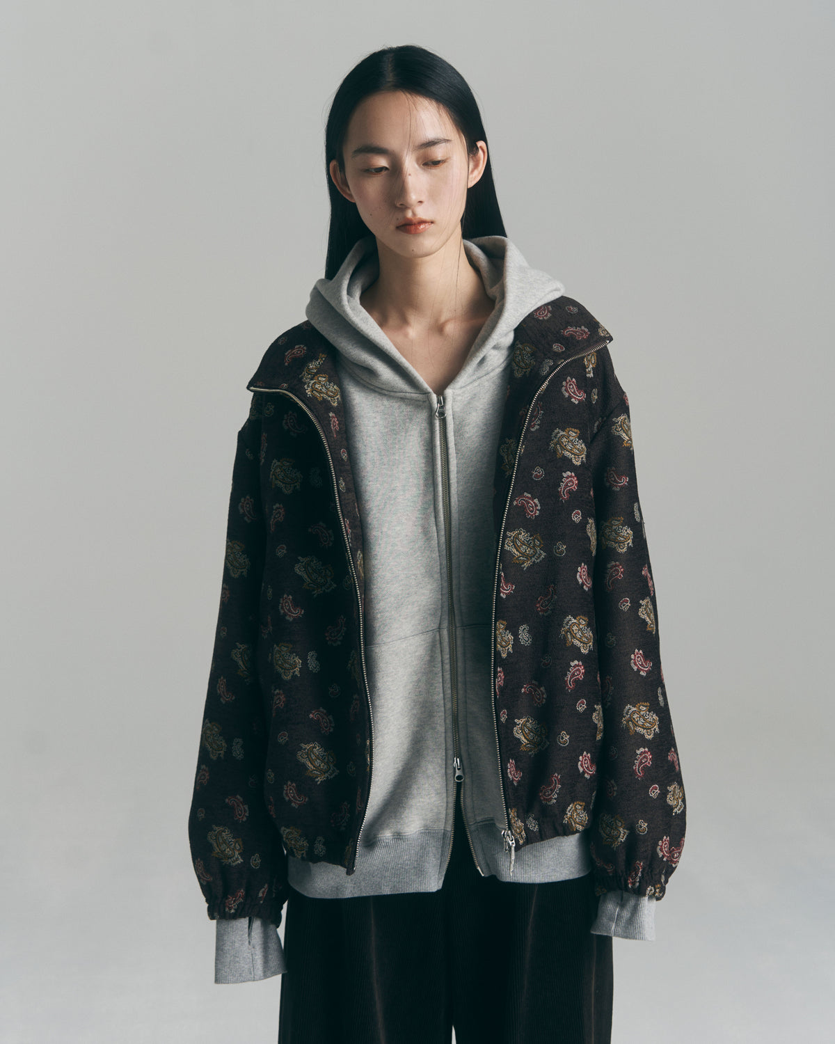 9月中発送予定 superNova. Velvet Jacquard Track Jacket / Brown