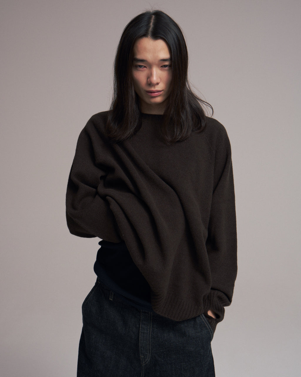 10月中発送予定 superNova. Wholegarment knit sweater - Wool & cashmere & silk / Brown