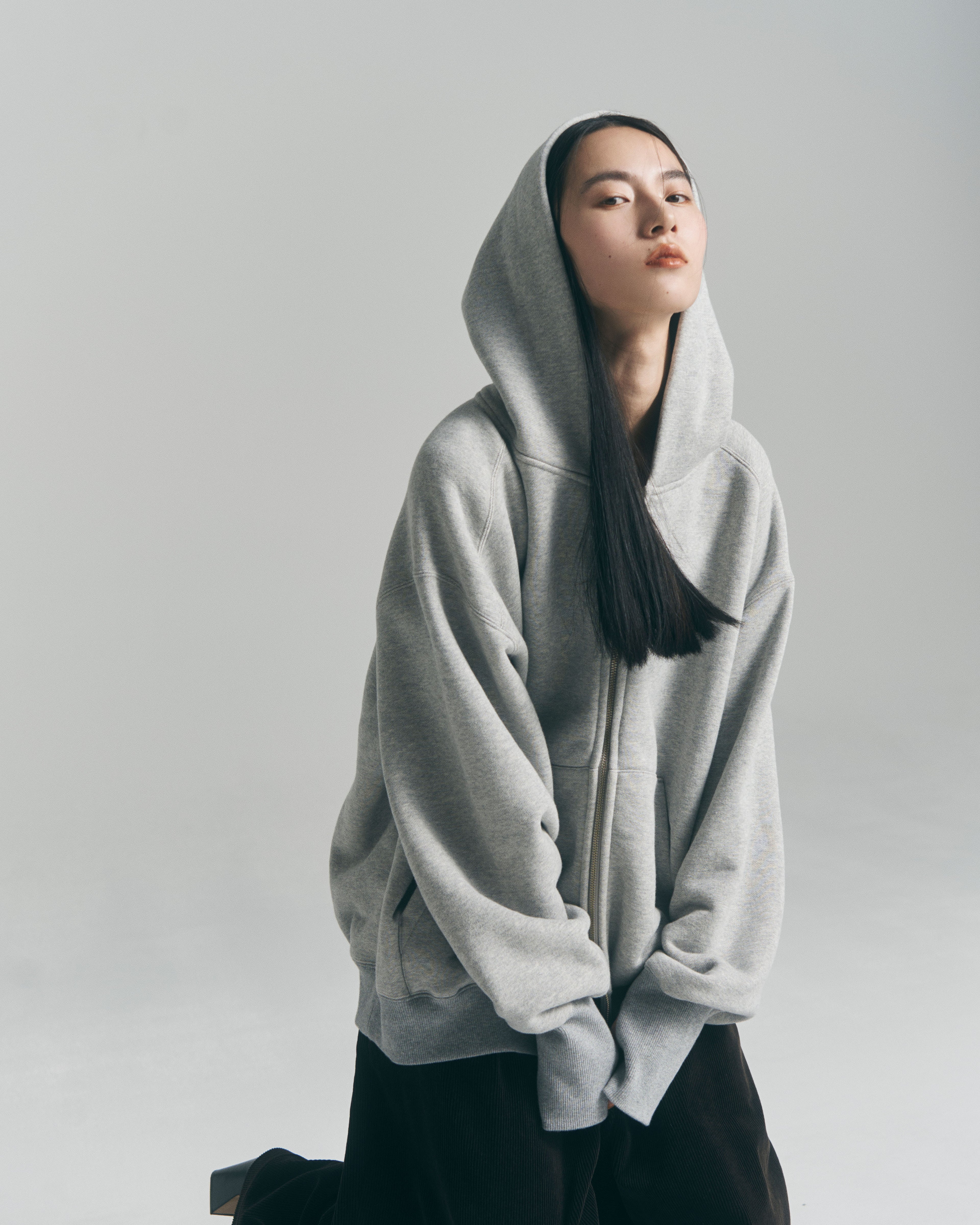 superNova. Oversized Jacquard Sweat Zip Hoodie / Gray