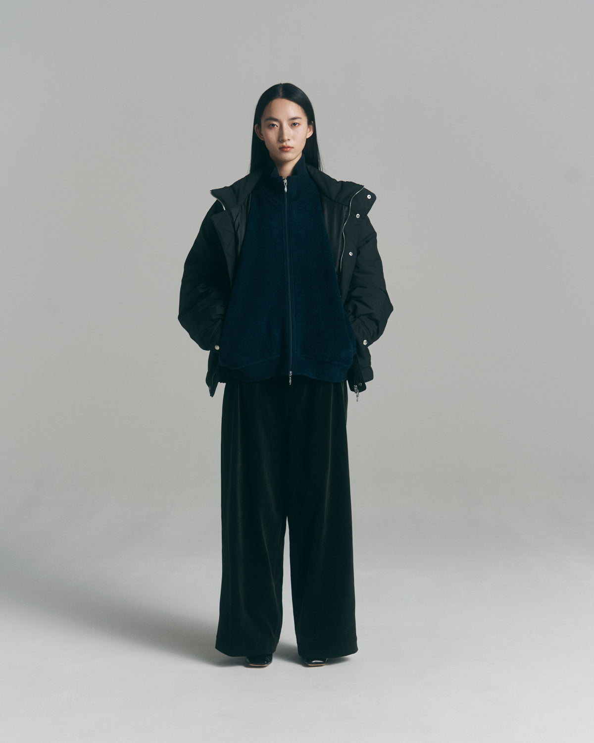 9月中発送予定 superNova. Velvet Drivers Knit Jacket / Navy