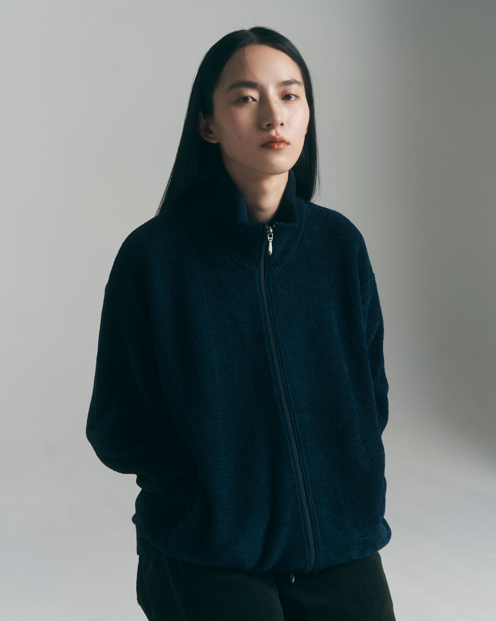 9月中発送予定 superNova. Velvet Drivers Knit Jacket / Navy